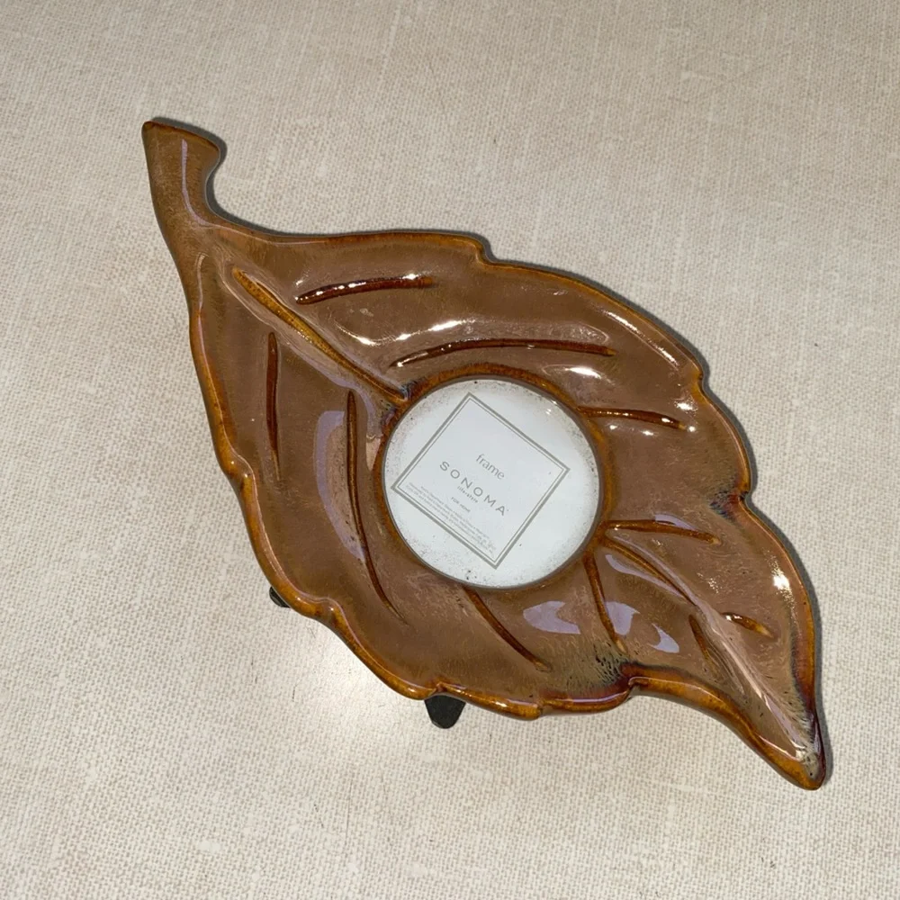 Sonoma‎ Fall Thanksgiving Leaf-Shaped Brown Picture photo Frame Small
